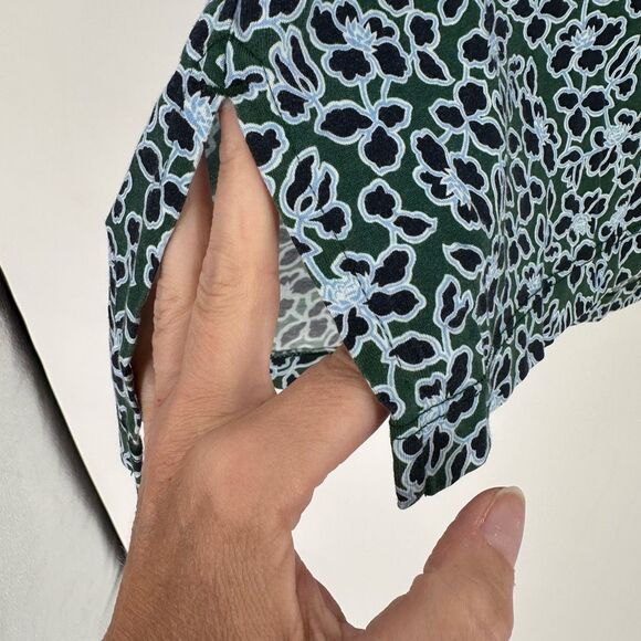 Lands' End Women's Floral V- Neck LS Supima Cotton T-Shirt Blue Size 2X Stretch - Picture 7 of 10